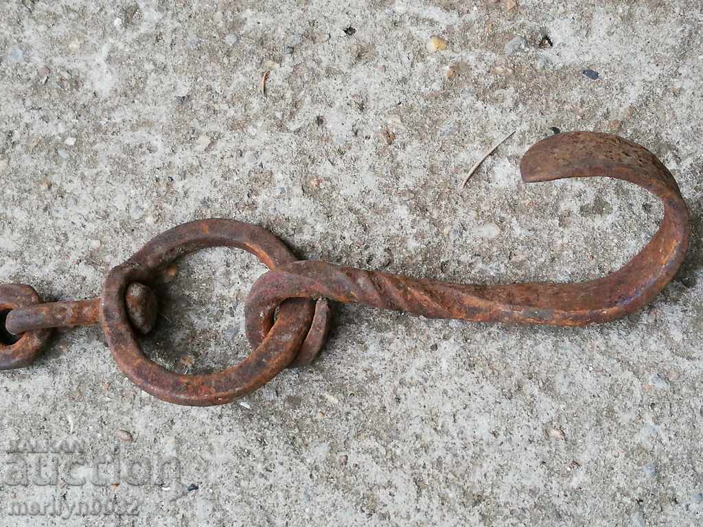 An old forged scraping hook, double twin with price 33.00 BGN | € 16.87