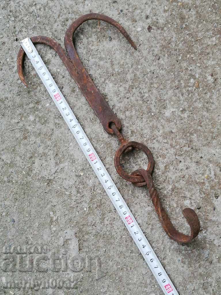 An old forged scraping hook, double twin - 5