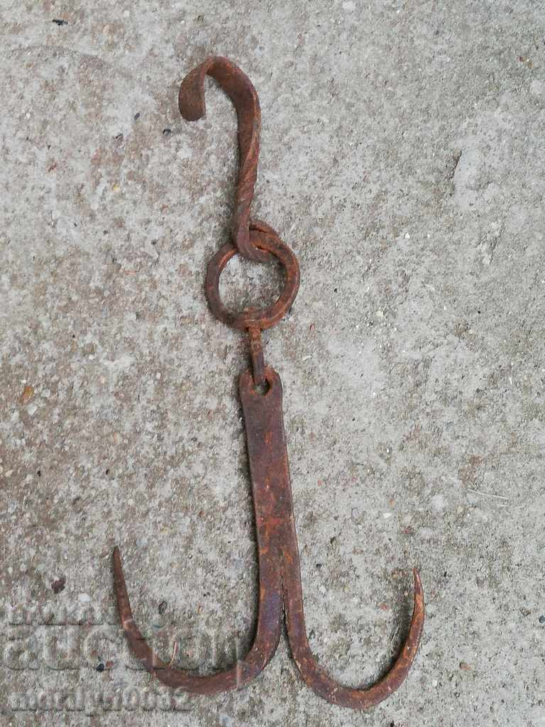 An old forged scraping hook, double twin - 6