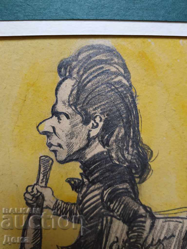 Auction  Old drawing - Cartoon 1955