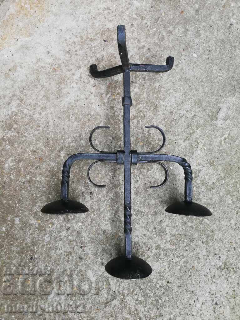 Auction  Old forged candlestick, candle