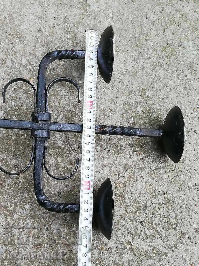 Old forged candlestick, candle - 7