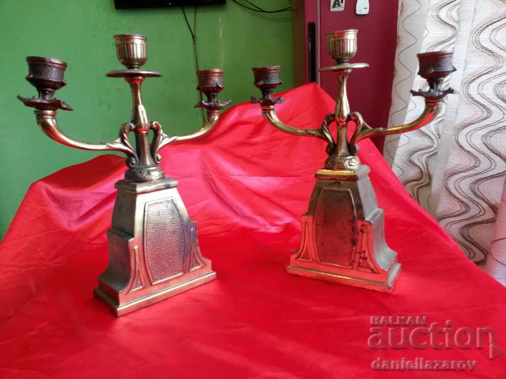 Auction  Set of Bronze Candlesticks Candlesticks