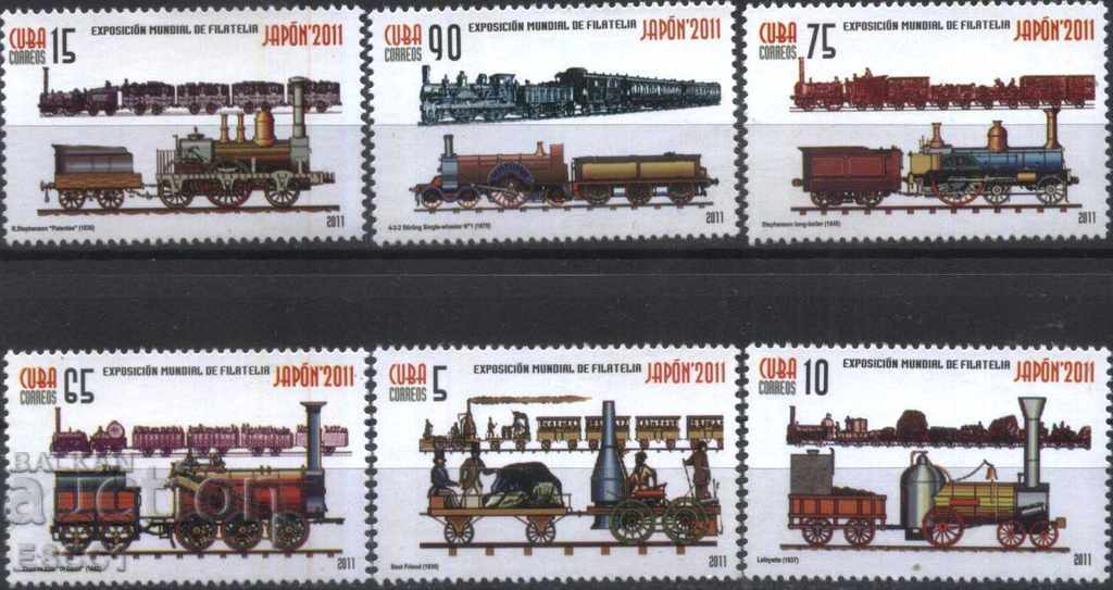 Чисти марки  Влакове Филателна изложба Япония 2011 от Куба