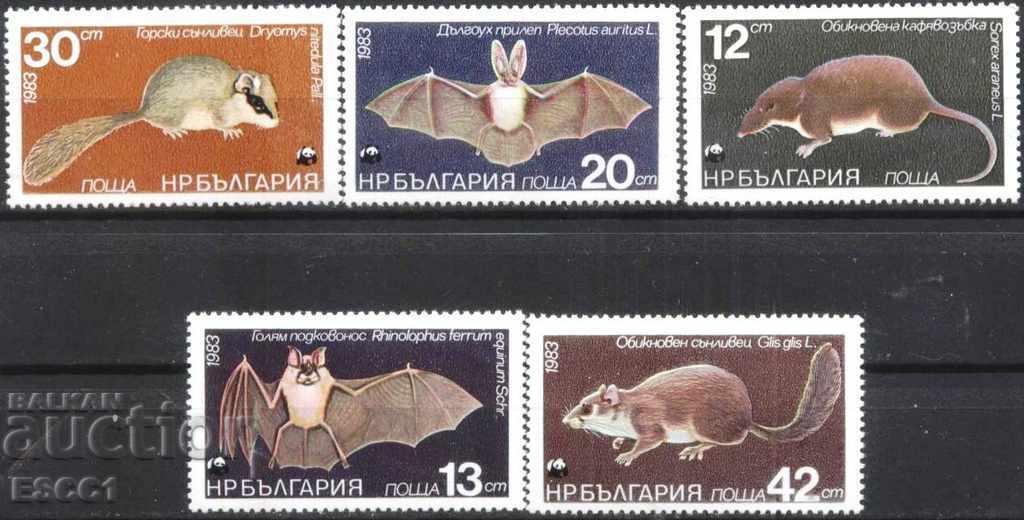 Чисти марки  WWF Фауна Защитени бозайници 1983 от България