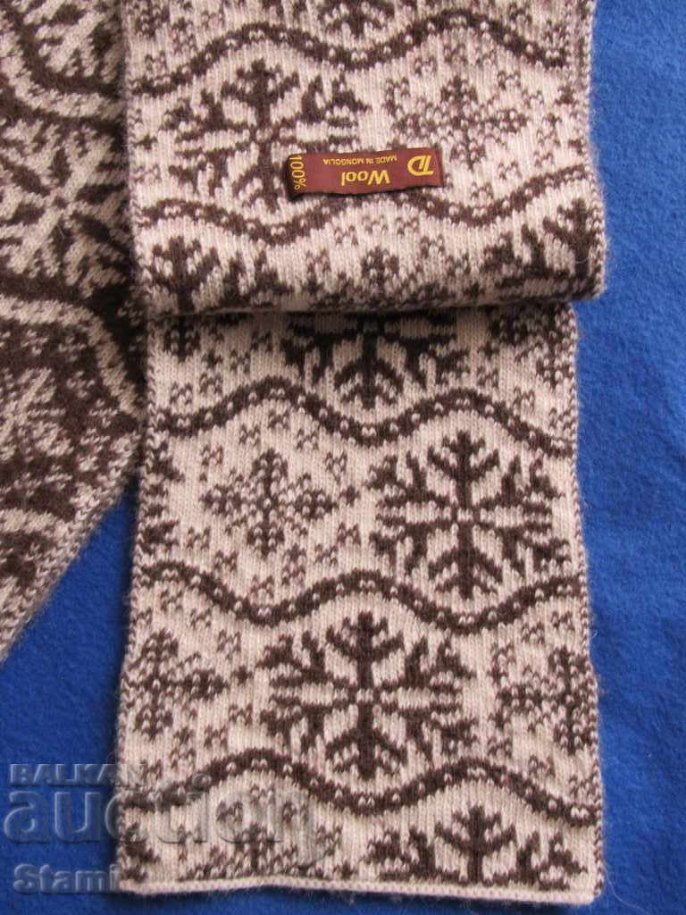 Auction Scarf in alpine pattern, 100% organic wool, Mongolia-6 Auction Scarf in alpine pattern, 100% organic wool, Mongolia-6