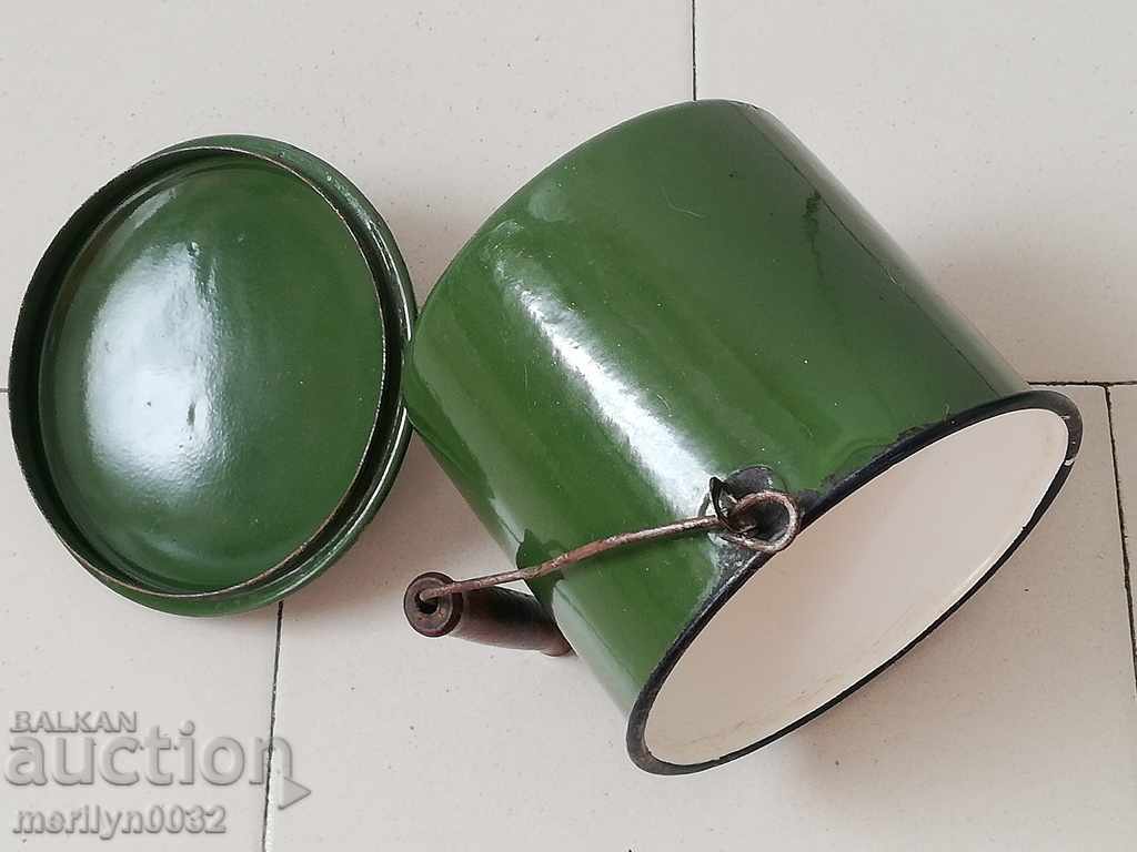 Емайлирано соц канче капак метална чаша канчок емайлиран съд с цена 35.00 лв. | € 17.90 Емайлирано соц канче капак метална чаша канчок емайлиран съд с цена 35.00 лв. | € 17.90