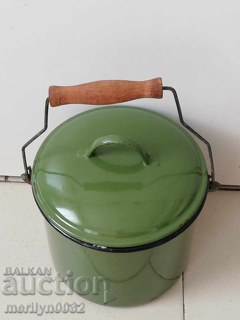 Enamelled social canteen lid metal cup canteen enamelled container with price 43.00 BGN | € 21.99