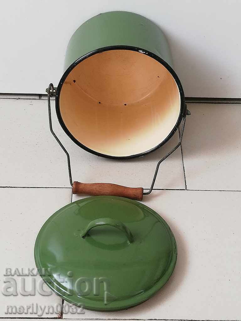 Enamelled social canteen lid metal cup canteen enamelled container - 5