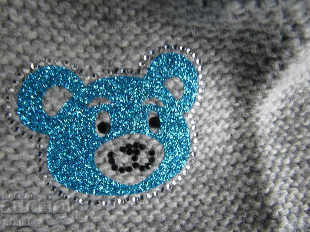 Gray child's hat with a bear, 100% organic wool, Mongolia with price 49.00 BGN | € 25.05 Gray child's hat with a bear, 100% organic wool, Mongolia with price 49.00 BGN | € 25.05