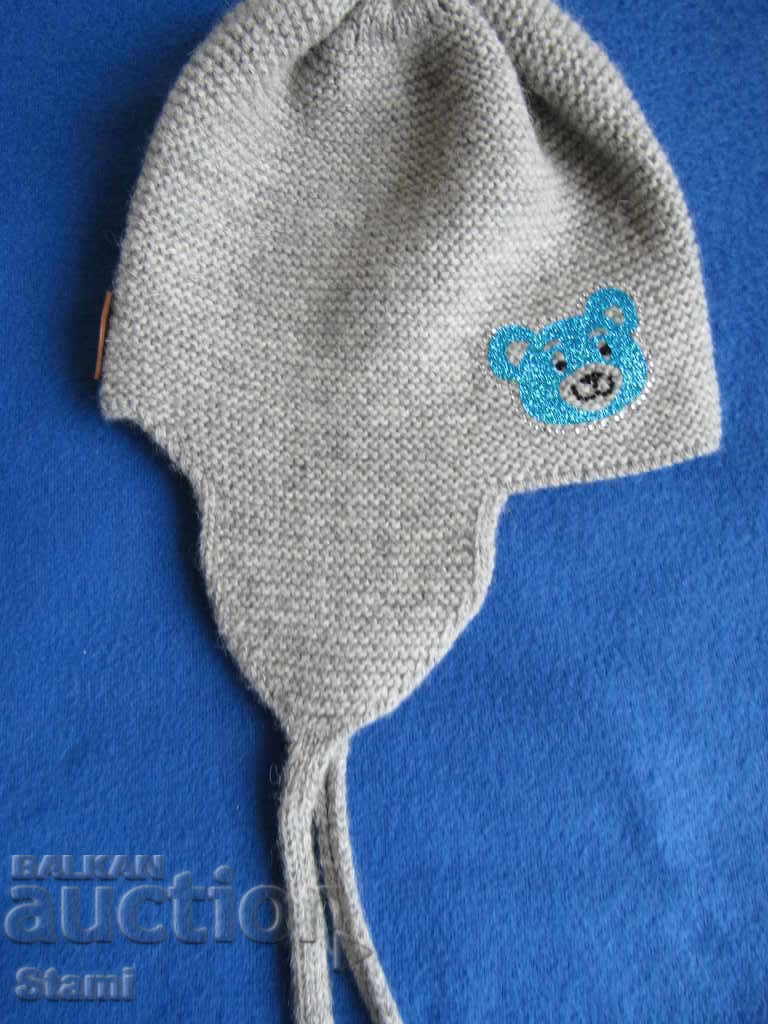 Gray child's hat with a bear, 100% organic wool, Mongolia - 5 Gray child's hat with a bear, 100% organic wool, Mongolia - 5