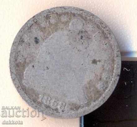 USA 5 cents 1858 Half Dime silver1.1 gram with price 30.00 BGN | € 15.34 USA 5 cents 1858 Half Dime silver1.1 gram with price 30.00 BGN | € 15.34