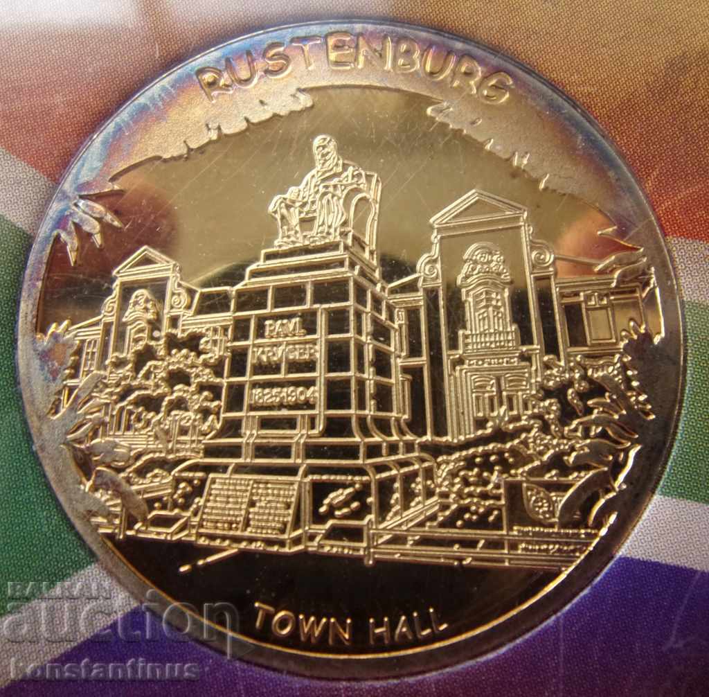 Licitație Africa de Sud 5 Rand 2010 + medalie de aur UNC Rare