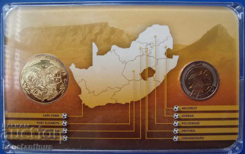 Livrarea Africa de Sud 5 Rand 2010 + medalie de aur UNC Rare
