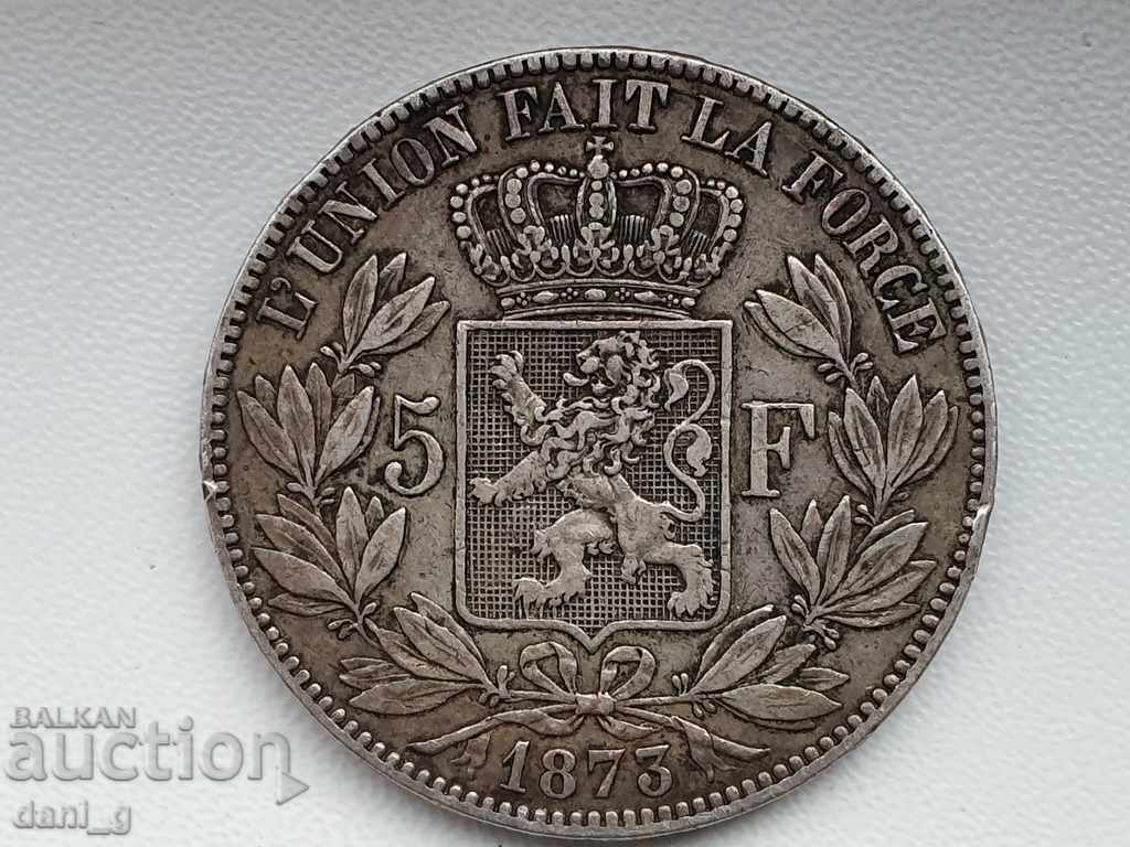 Auction  5 fr Belgium 1873
