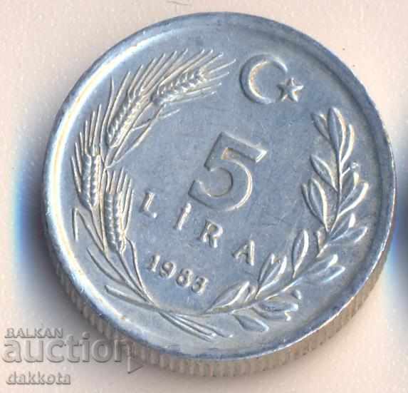 Turkey 5 pounds 1983