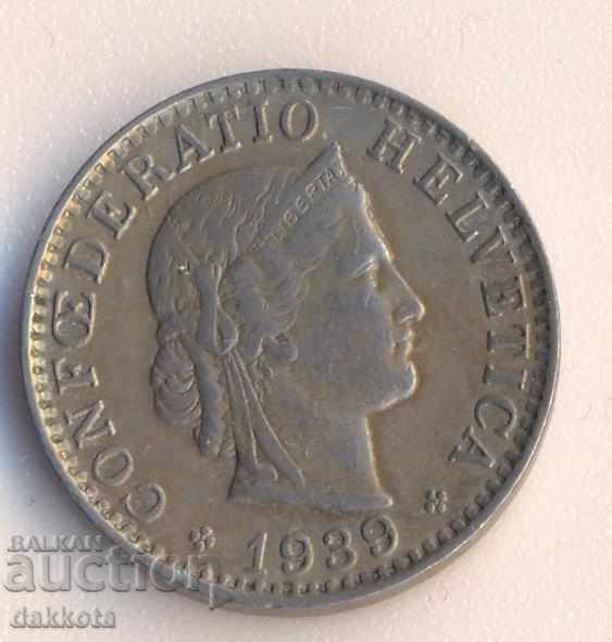 Швейцария 20 рапена 1939 година, рядка в качество с цена € 3.07 | 6.00 лв.