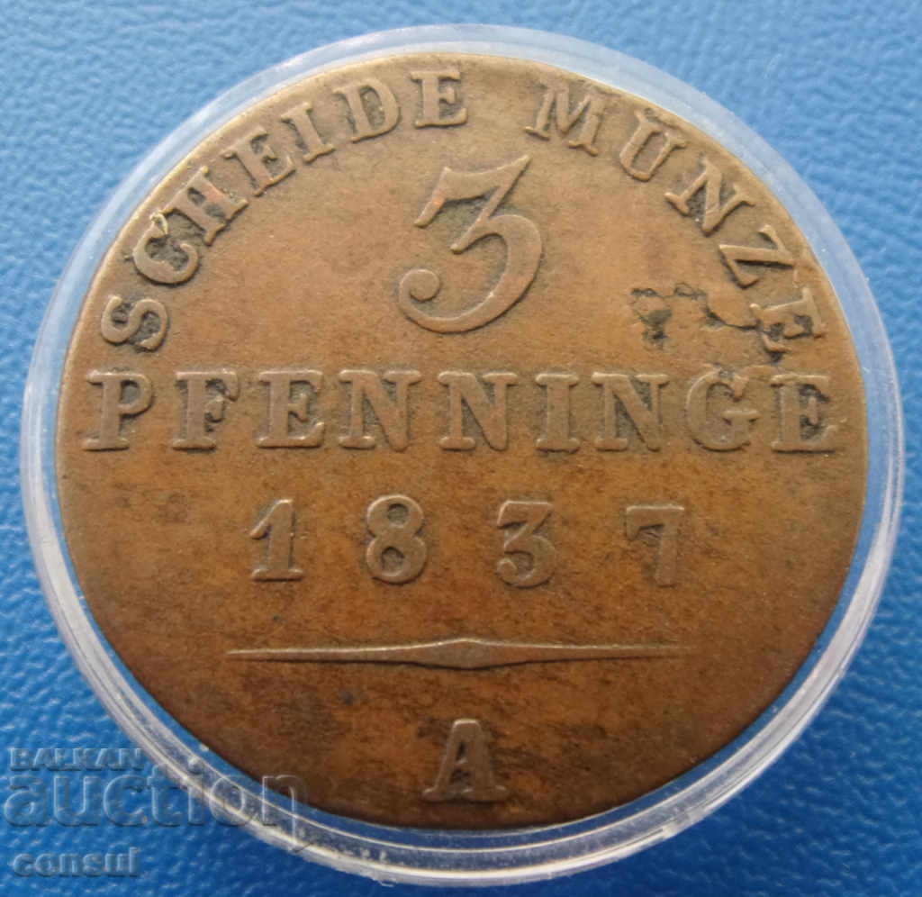 Prusia 3 Pfennig 1837 A Rare