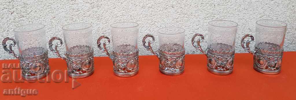 Suporturi pentru pahare din sticlă WMF 1900-1920 - 5 Suporturi pentru pahare din sticlă WMF 1900-1920 - 5