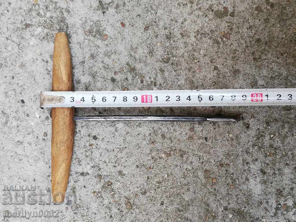 Ancient crutch, burgundy, screwdriver, wrought iron - 5 Ancient crutch, burgundy, screwdriver, wrought iron - 5