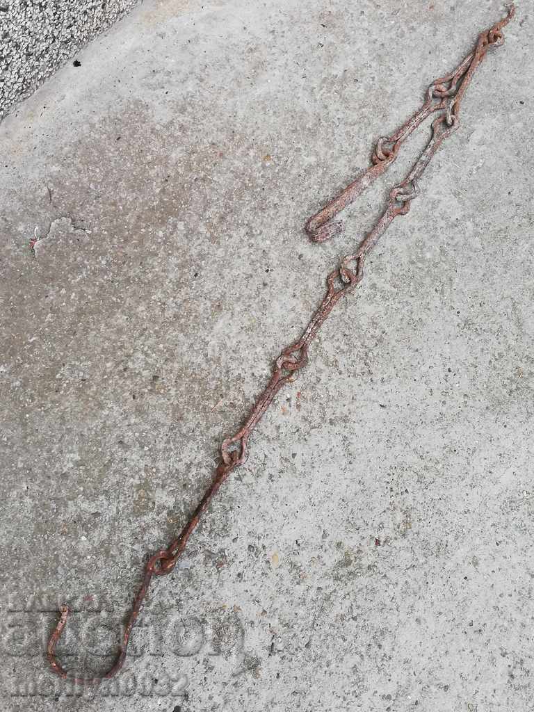 Old wrought iron chain with hook, hearth chain hook chain with price 42.00 BGN | € 21.47