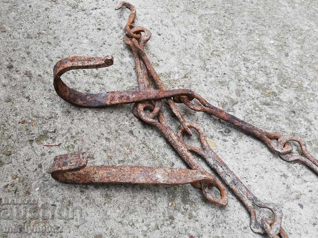 Delivery of Old wrought iron chain with hook, hearth chain hook chain