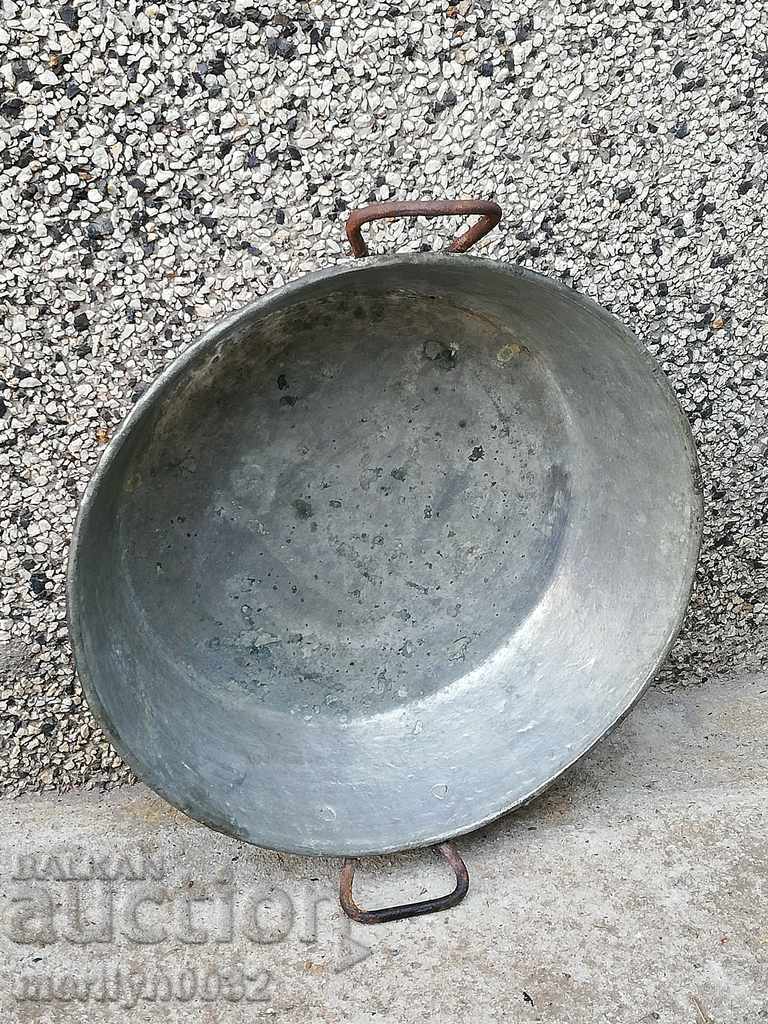 Стара бакърена тава за лютеница меден съд бакър