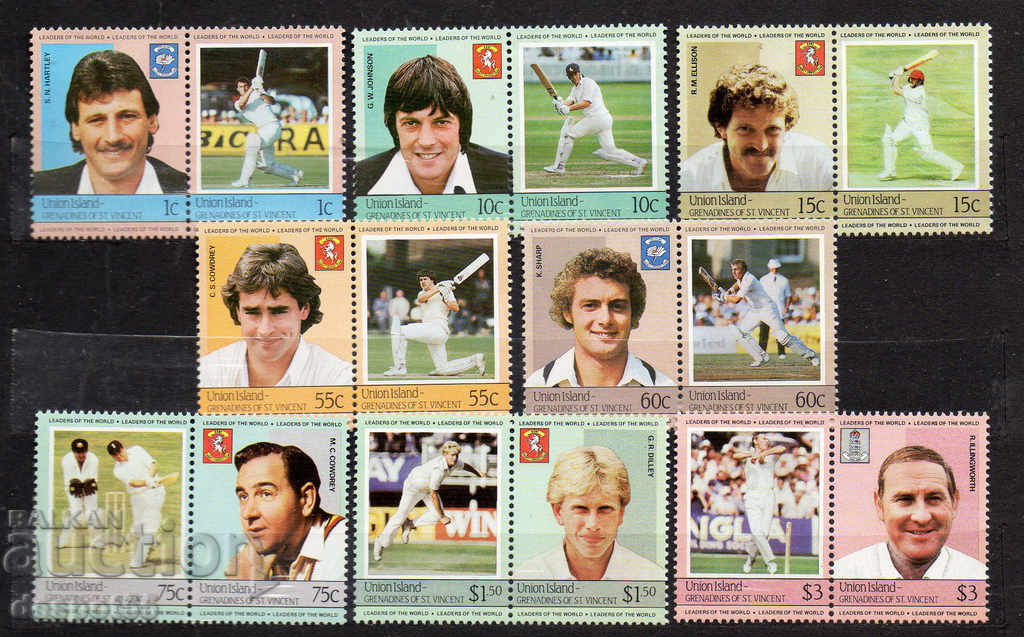 1984. Union Island. Cricketers.