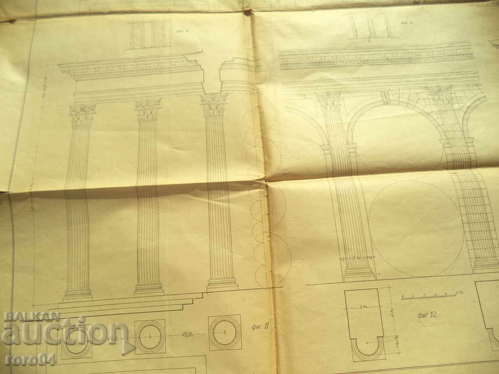 CORINTH ORDER - OLD ARCHITECTURAL DIAGRAM / DRAWING - 6