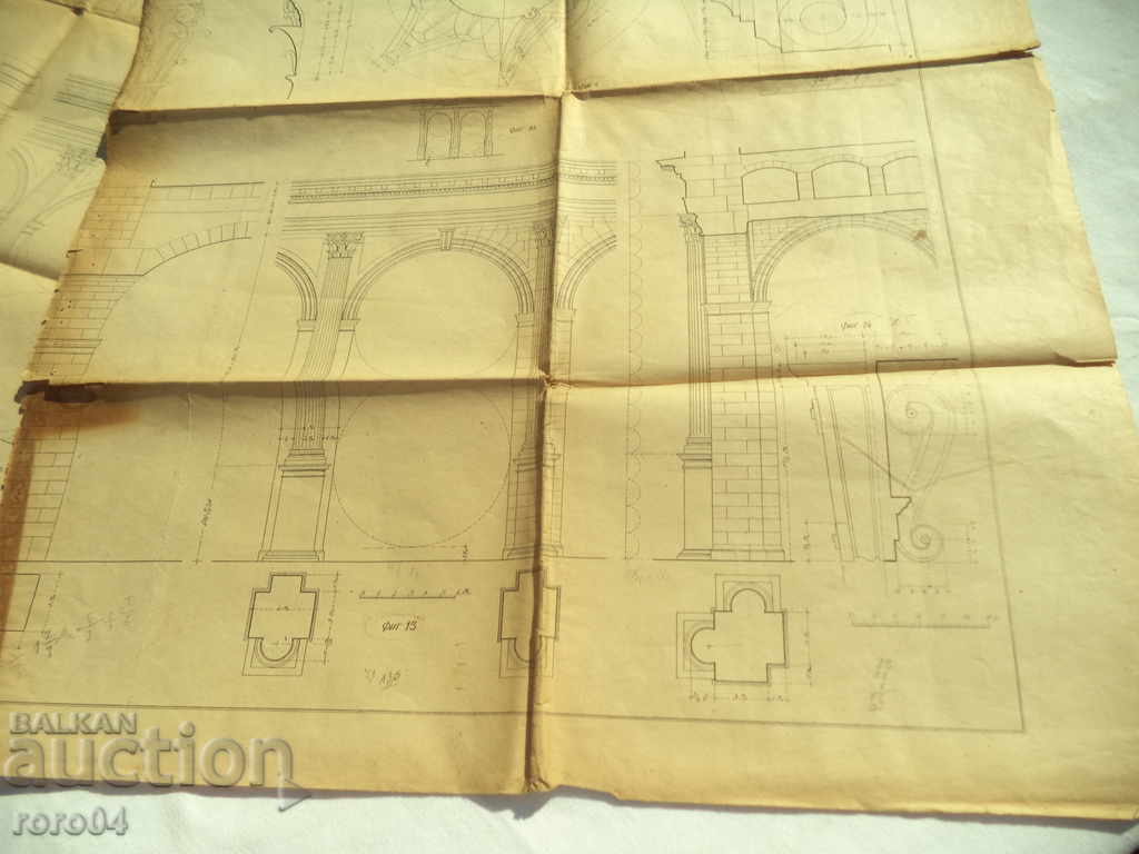 CORINTH ORDER - OLD ARCHITECTURAL DIAGRAM / DRAWING - 7