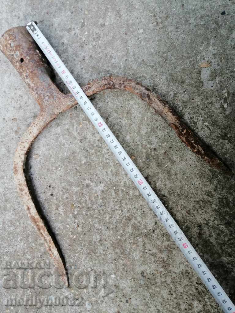 Old Wrought Two Prong, Pitchfork, Wrought Iron - 5 Old Wrought Two Prong, Pitchfork, Wrought Iron - 5