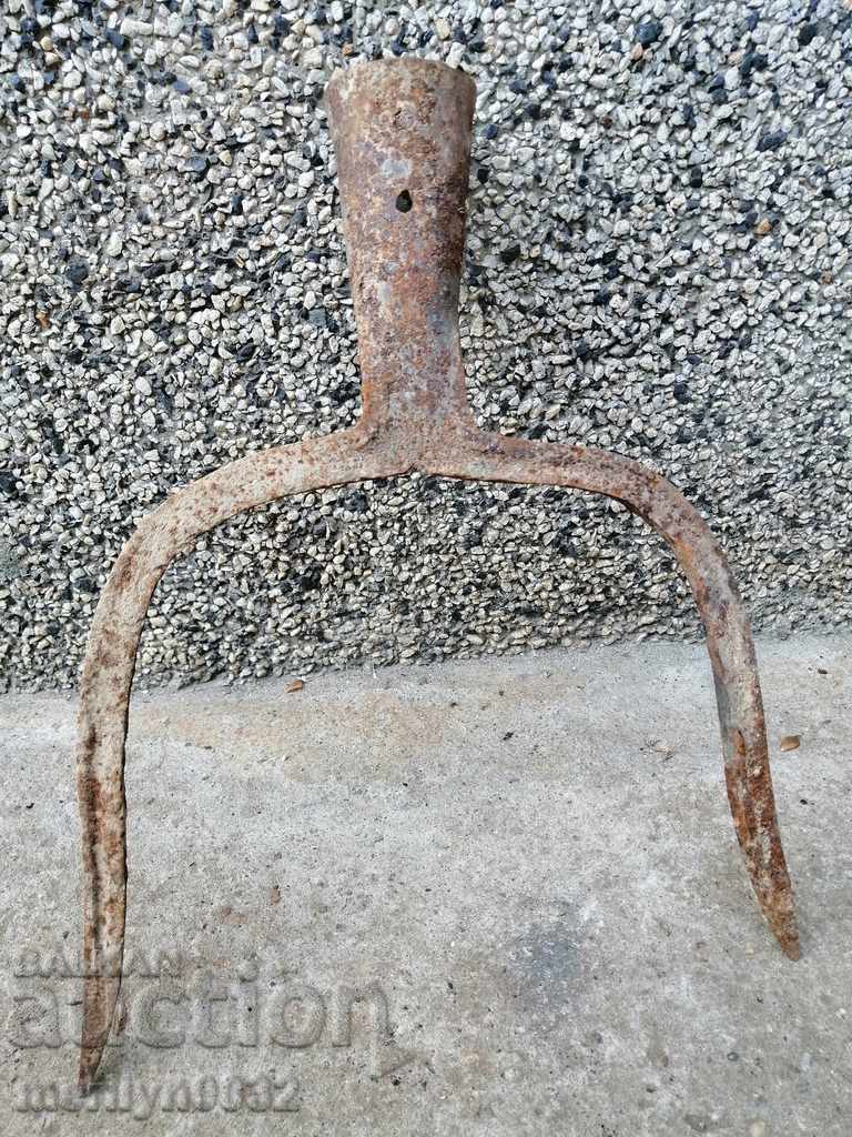 Old Wrought Two Prong, Pitchfork, Wrought Iron Old Wrought Two Prong, Pitchfork, Wrought Iron