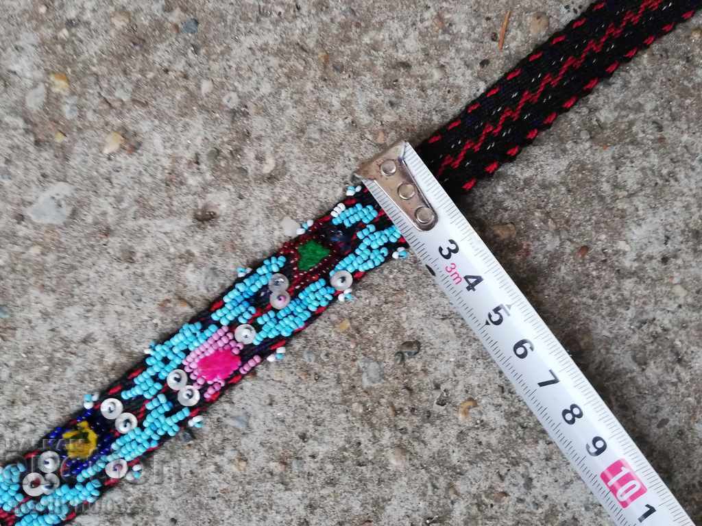 Auction Old handwoven belt with beads blue sash belt costume Auction Old handwoven belt with beads blue sash belt costume