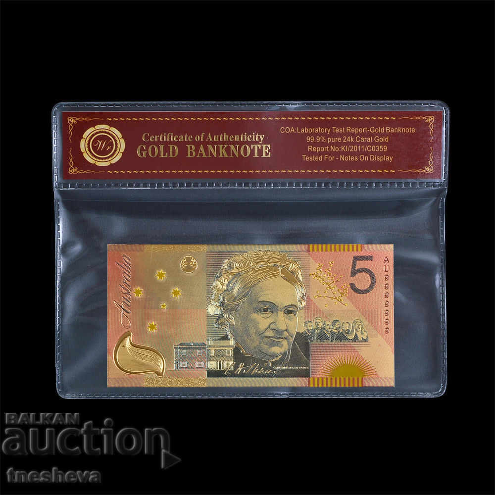 Australia $ 5 color gold 2001