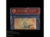 Australia $ 5 color gold 2001