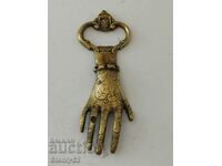Old Brass Bottle Opener "Lady's Hand" weighs 72g