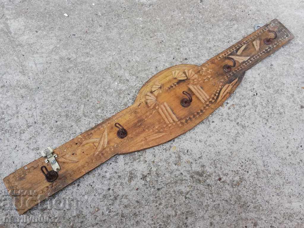 Cuier vechi primitiv din lemn și fier forjat - 6 Cuier vechi primitiv din lemn și fier forjat - 6