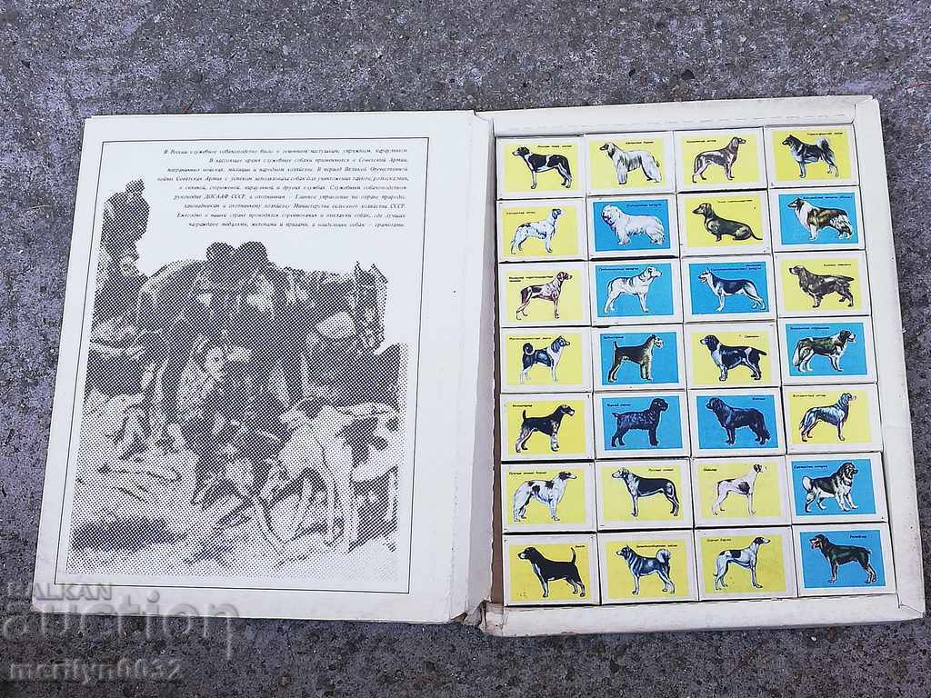 Old matchbox Service and hunting dogs