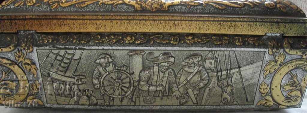 Auction old big metal embossed box for collection Auction old big metal embossed box for collection