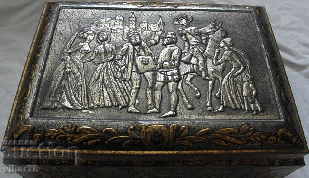 old big metal embossed box for collection