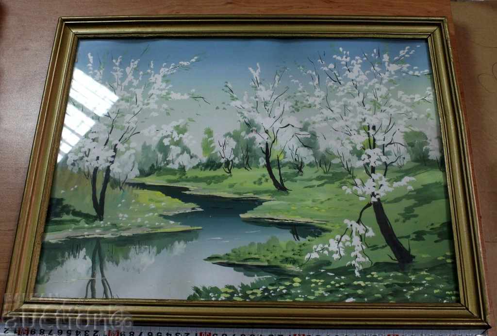OLD LANDSCAPE WATERCOLOR OLD PAINTING FRAME GLASS EXCELLENT CONDITION