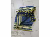 Cearșaf de pat vintage țesut manual cu bordură de dantelă