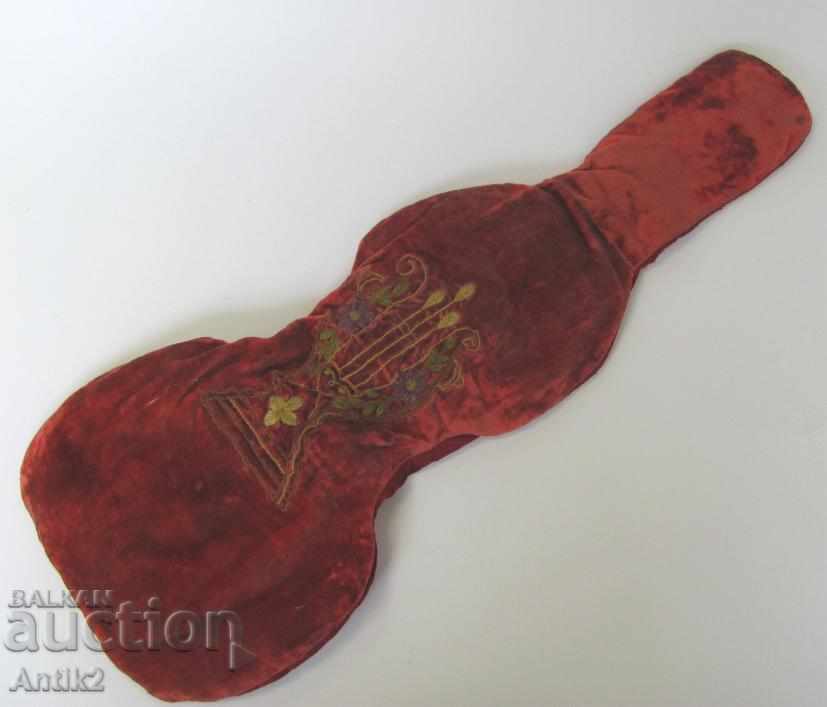 19th Century Hand Embroidery Stand Violin Case