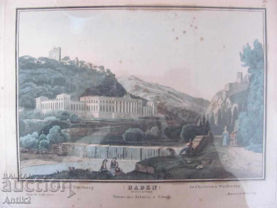 30's Antique Color Lithography- Etching Engraving BADEN with price 130.00 BGN | € 66.47