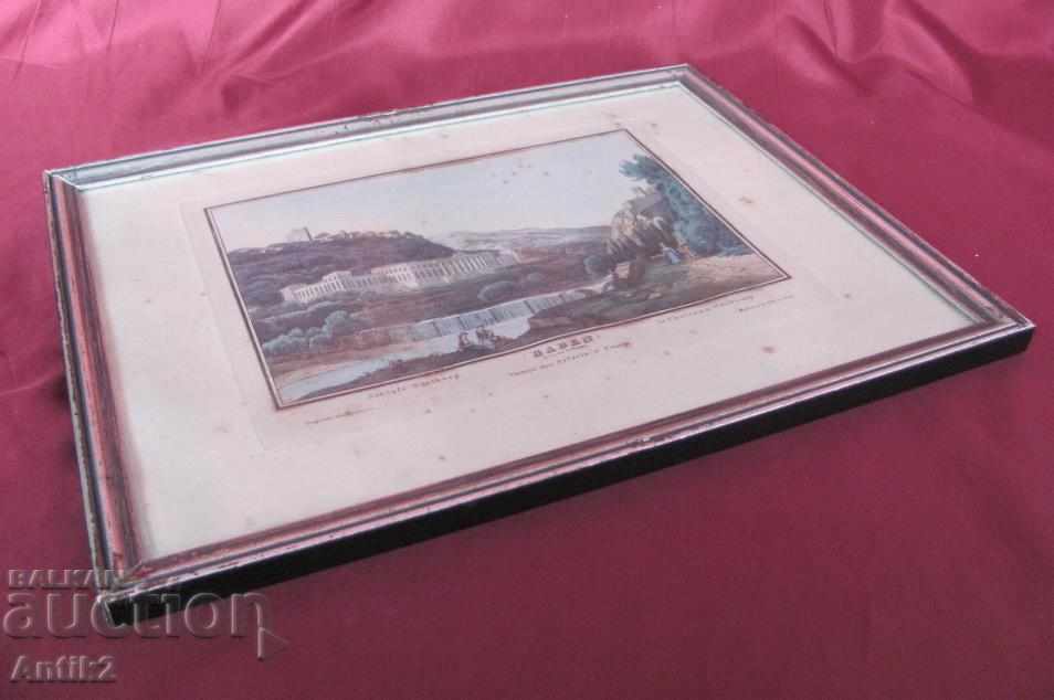 Auction  30's Antique Color Lithography- Etching Engraving BADEN