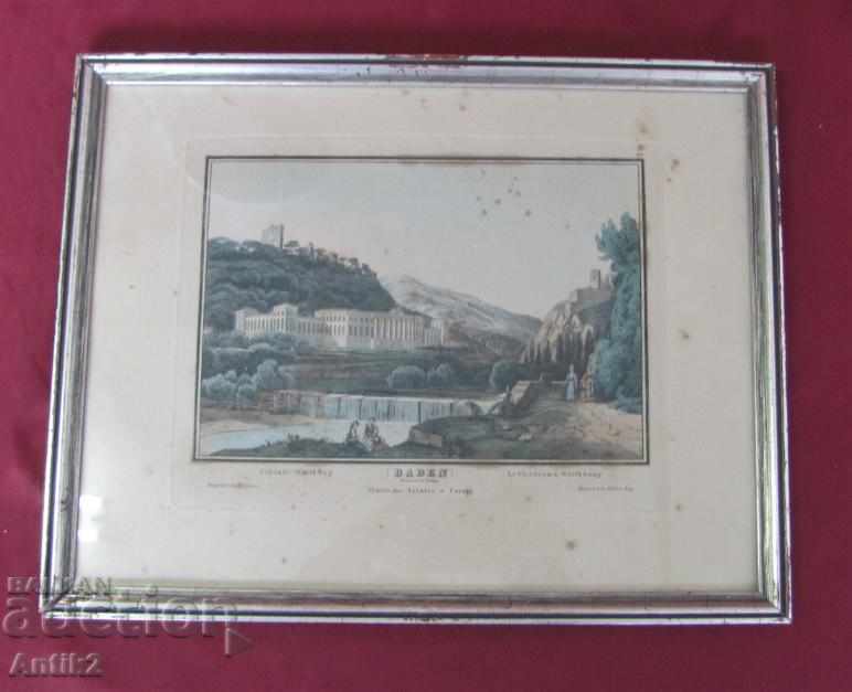 30's Antique Color Lithography- Etching Engraving BADEN