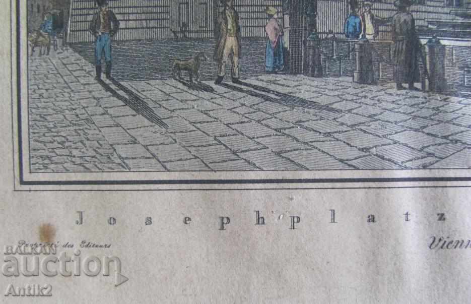 Delivery of 30's Antique Color Lithography- Etching Engraving Vienna