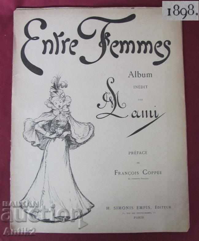 1898 Άλμπουμ με Λιθογραφίες Χρωμάτων Paris Women Fashion