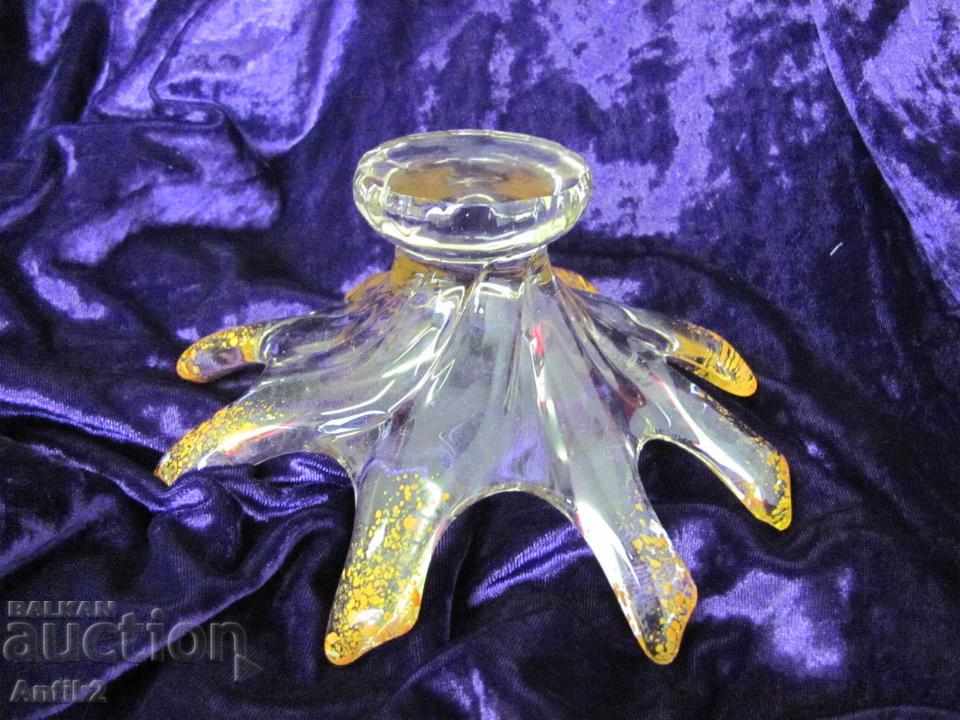 Auction  Old Morano Crystal Glass Cup, Vase