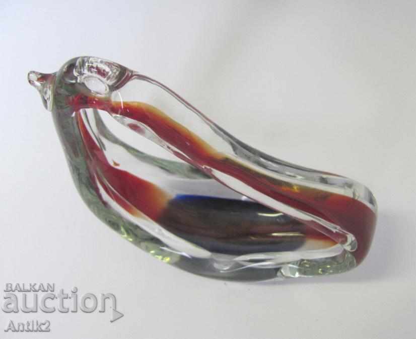 Old Morano Crystal Glass Ashtray - 6 Old Morano Crystal Glass Ashtray - 6